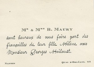 Faire-part Fiancailles Georges Hailaust