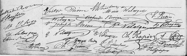 signatures sur acte de mariage Riom-Velasque